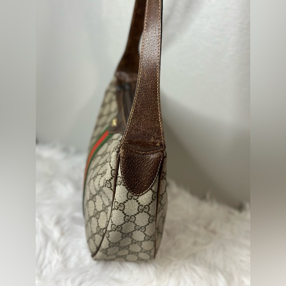 Vintage Gucci | Sherry Web Crescent Half Moon Shoulder Bag - Picture 4 of 16
